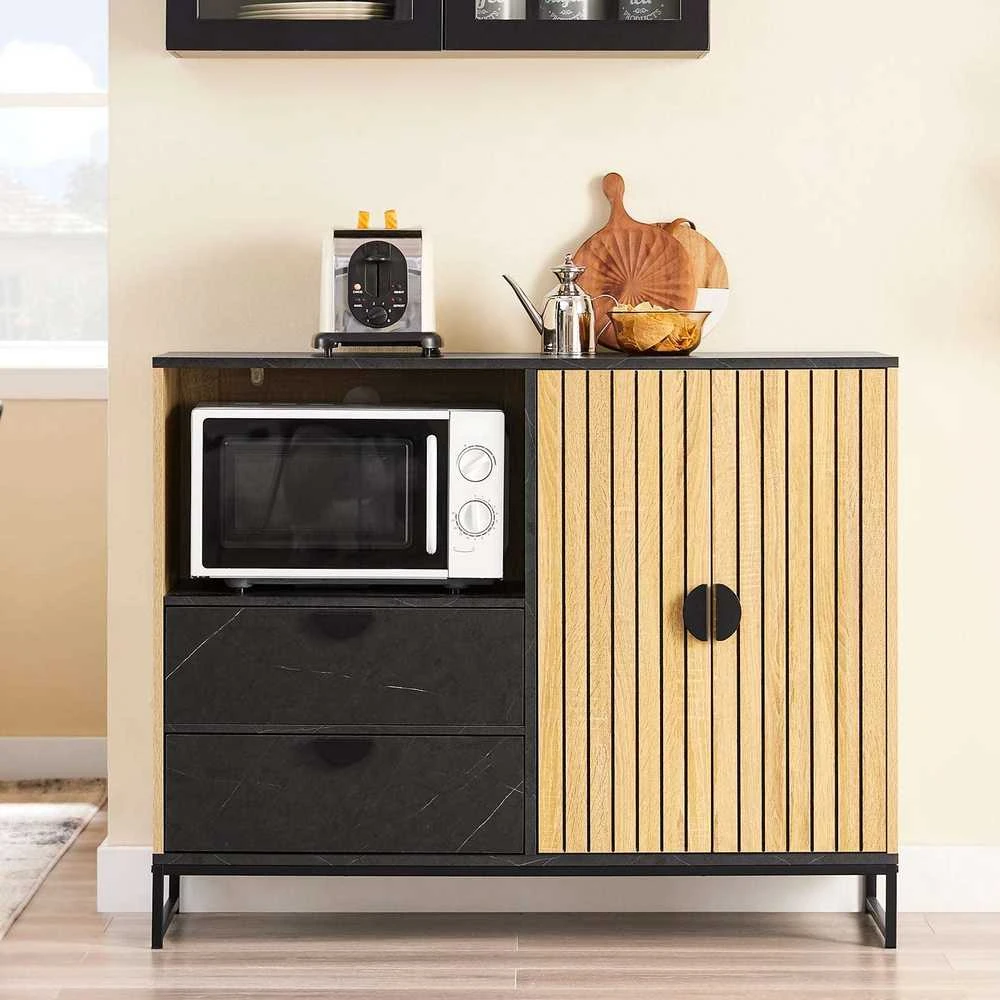 Sobuy Bufetas 107x40x85 cm Ąžuolas/Juoda, su sandėliavimo vieta