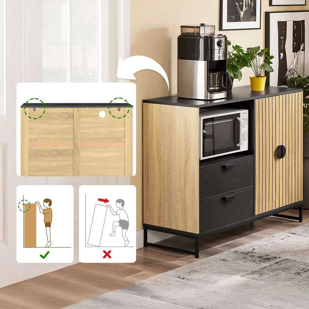 Sobuy Bufetas 107x40x85 cm Ąžuolas/Juoda, su sandėliavimo vieta
