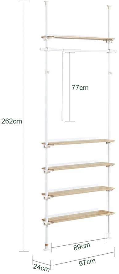 Spintelės sistema, SoBuy KLS15-WN, 97x24x262 cm