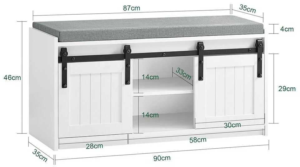 Suolių, SoBuy FSR133-K-W, 90x35x46 cm