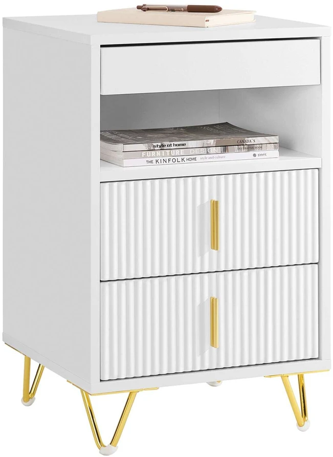 Sobuy Naktinis staliukas, 40x40x63 cm, balta, MDF