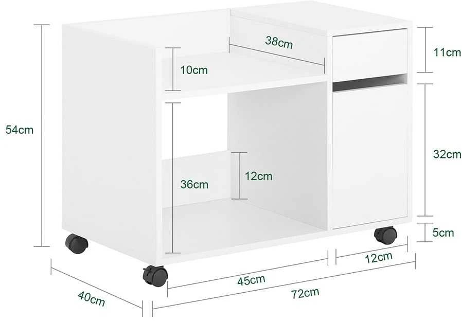 Spausdintuvo stovas, SoBuy ASK02-W, 72x40x54 cm