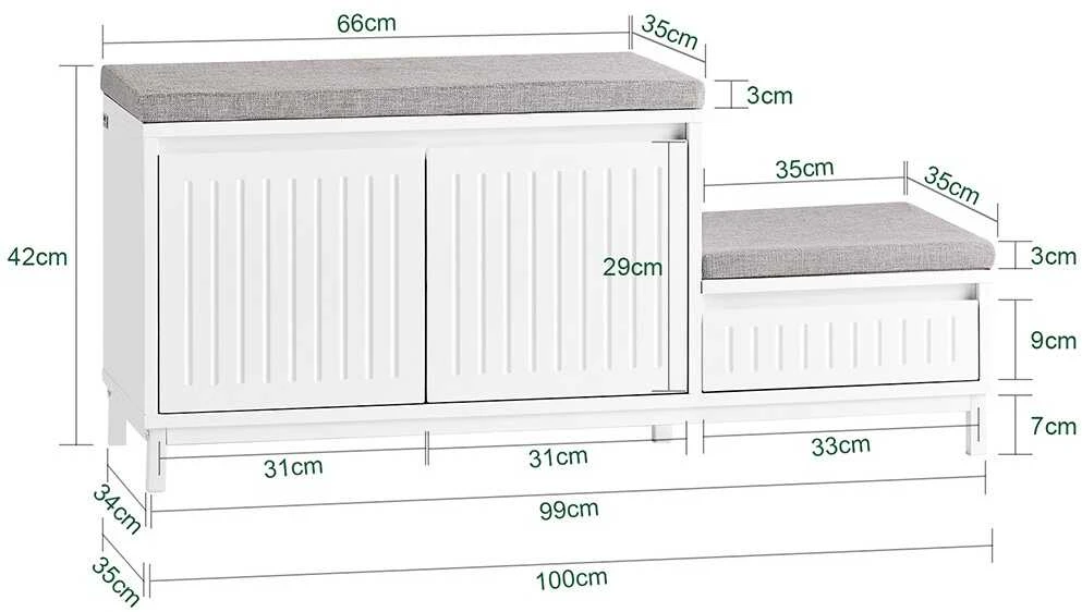 Suolas, SoBuy FSR172-W, 100x35x42 cm