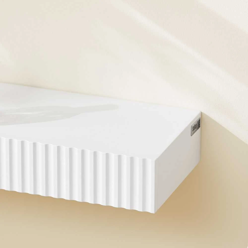 Sobuy Sieninė lentyna su stalčiumi ir LED apšvietimu, 60x20x8 cm, balta, MDF
