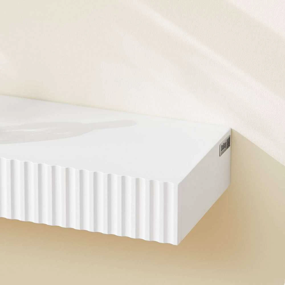 Sobuy Sieninė lentyna su stalčiumi ir LED apšvietimu, 60x20x8 cm, balta, MDF