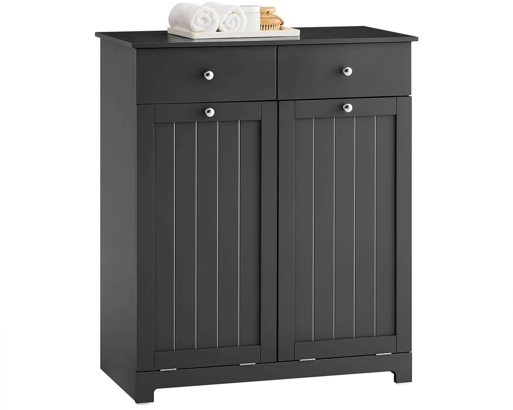 Sobuy Skalbinių spintelė 78x38,5x90,5 cm juoda, laikymo