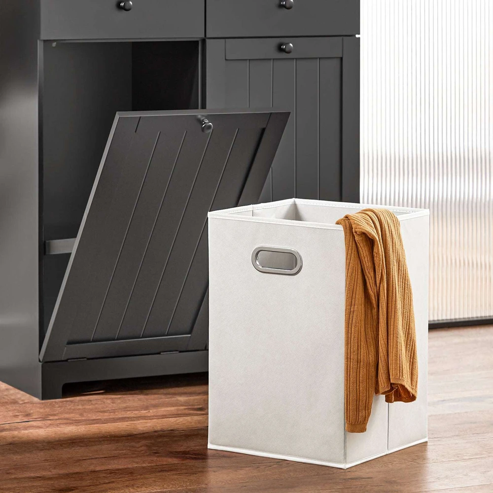 Sobuy Skalbinių spintelė 78x38,5x90,5 cm juoda, laikymo