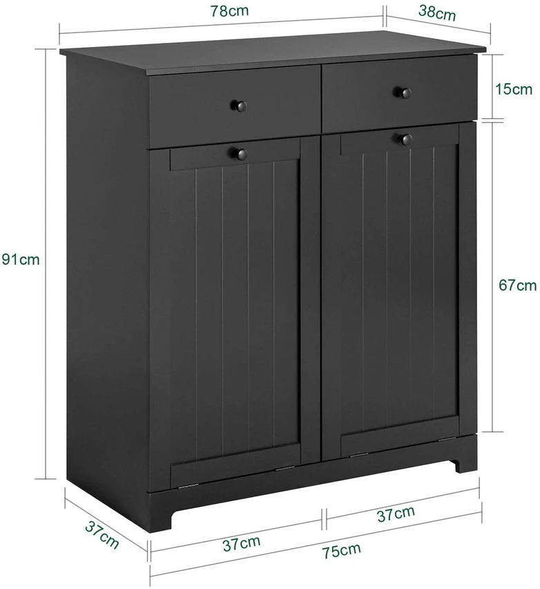 Sobuy Skalbinių spintelė 78x38,5x90,5 cm juoda, laikymo
