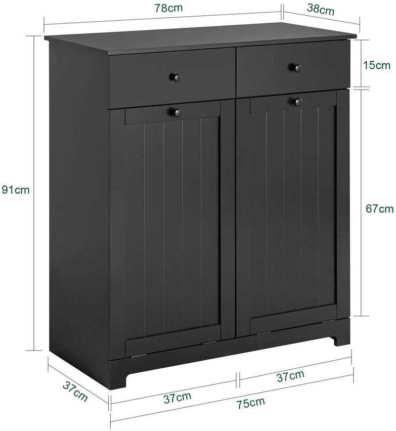 Sobuy Skalbinių spintelė 78x38,5x90,5 cm juoda, laikymo