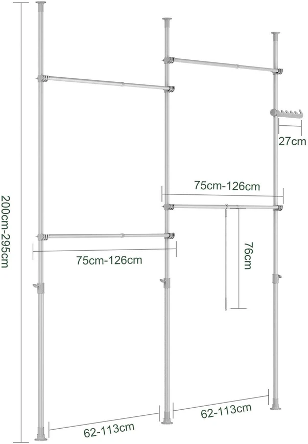 Sobuy Spintos organizatorius, 124x226x200x295 cm, pilka, metalas