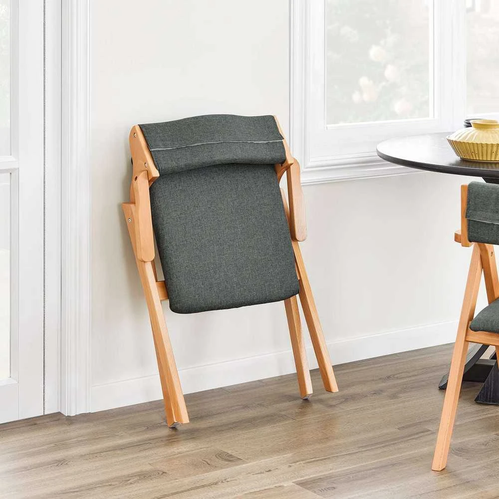 Sobuy Sulankstoma valgomojo kėdė 61,5x56x77,6 cm tamsiai pilka, mediena