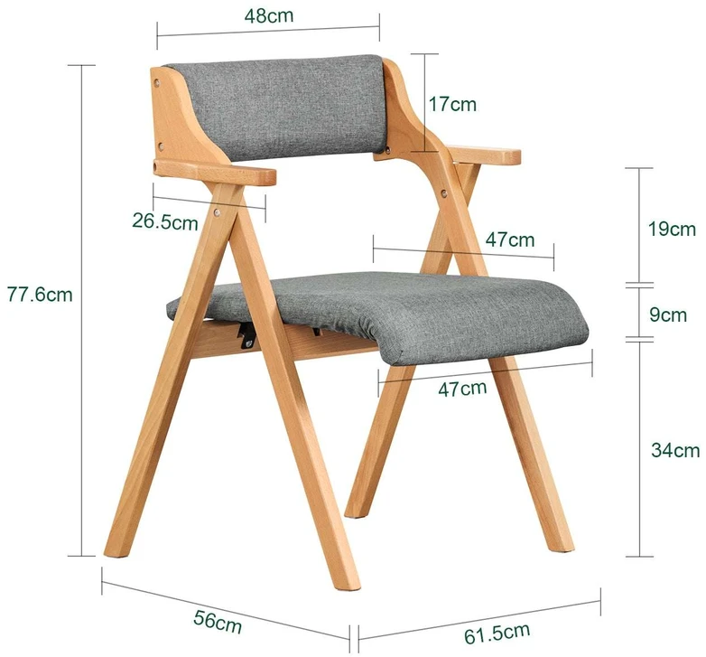 Sobuy Sulankstoma valgomojo kėdė 61,5x56x77,6 cm pilka, mediena