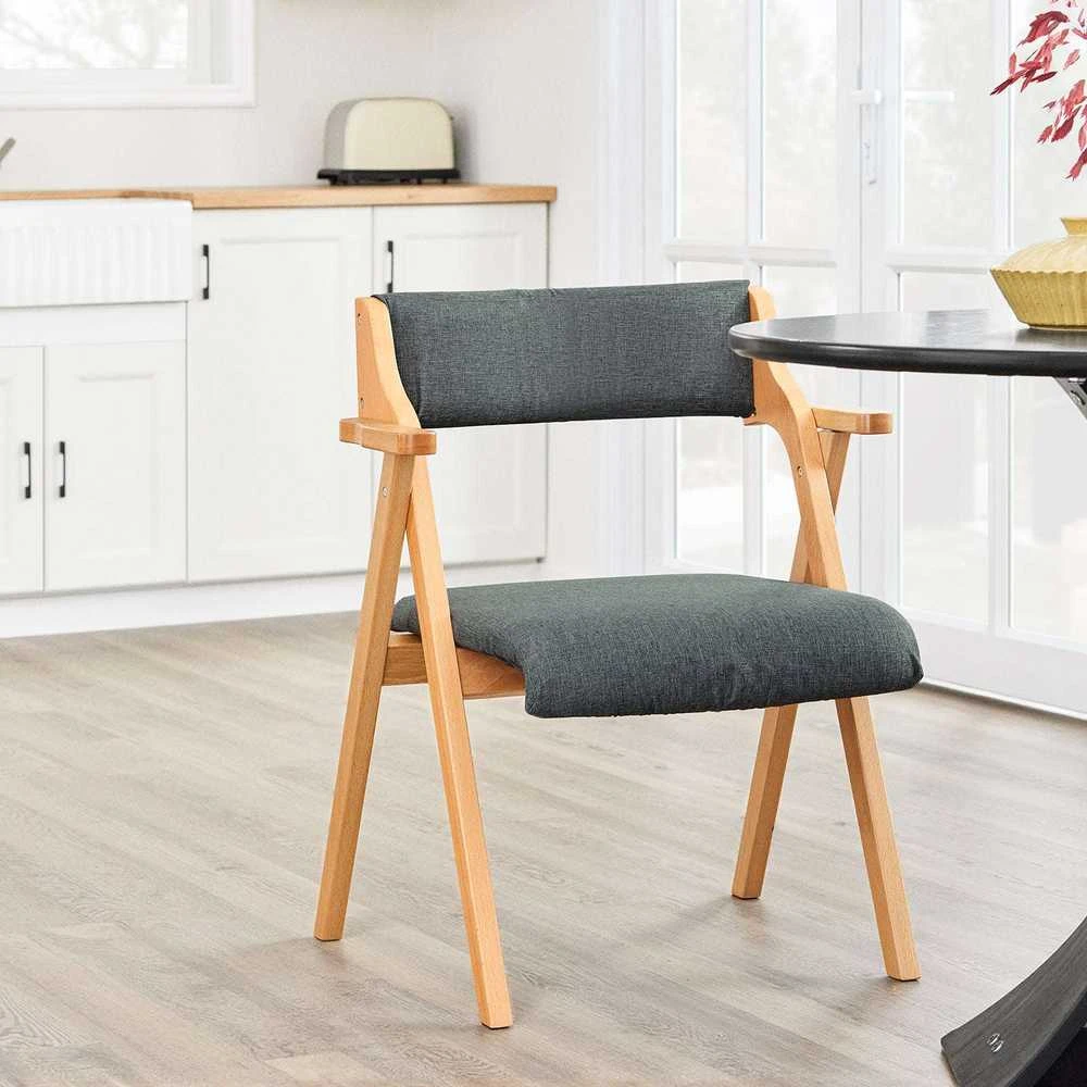 Sobuy Sulankstoma valgomojo kėdė 61,5x56x77,6 cm tamsiai pilka, mediena