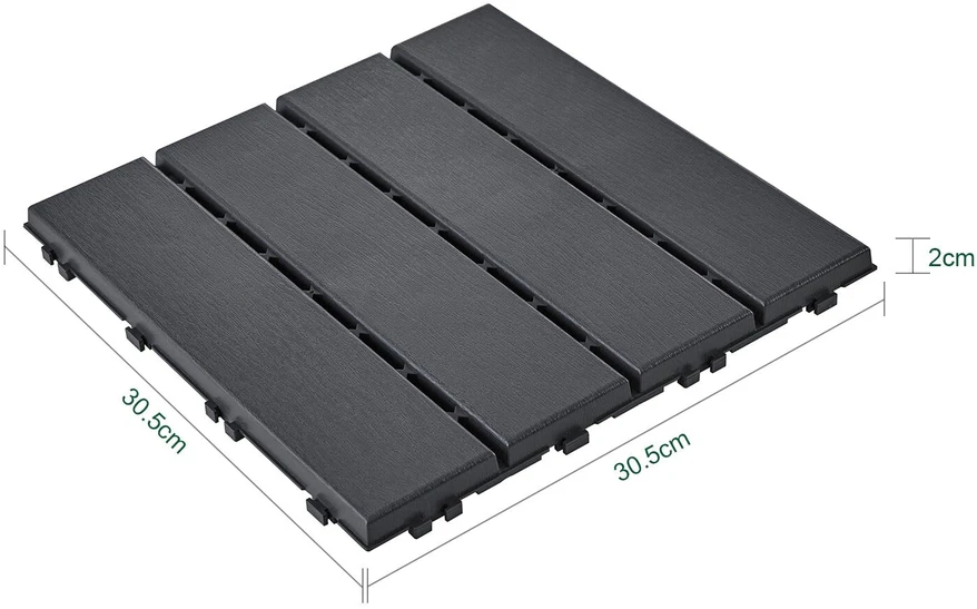 Sobuy Terasos plytelės, 35 vnt., 30,5 x 30,5 x 2 cm, pilkos