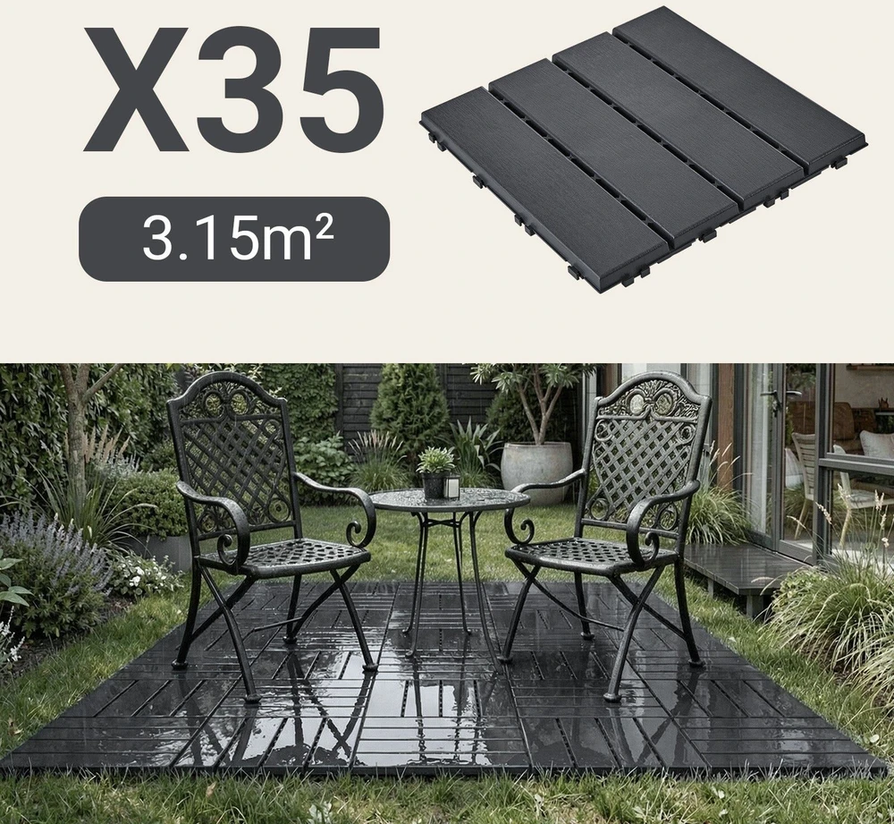 Sobuy Terasos plytelės, 35 vnt., 30,5 x 30,5 x 2 cm, pilkos