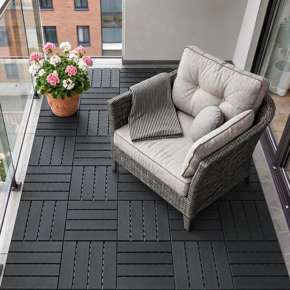 Sobuy Terasos plytelės, 35 vnt., 30,5 x 30,5 x 2 cm, pilkos