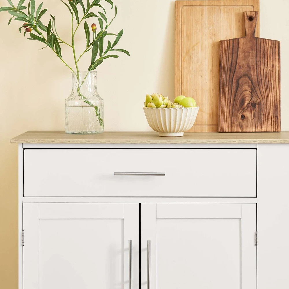 Sobuy Virtuvės sala su ratukais 99x40x85 cm balta, su laikymo vieta