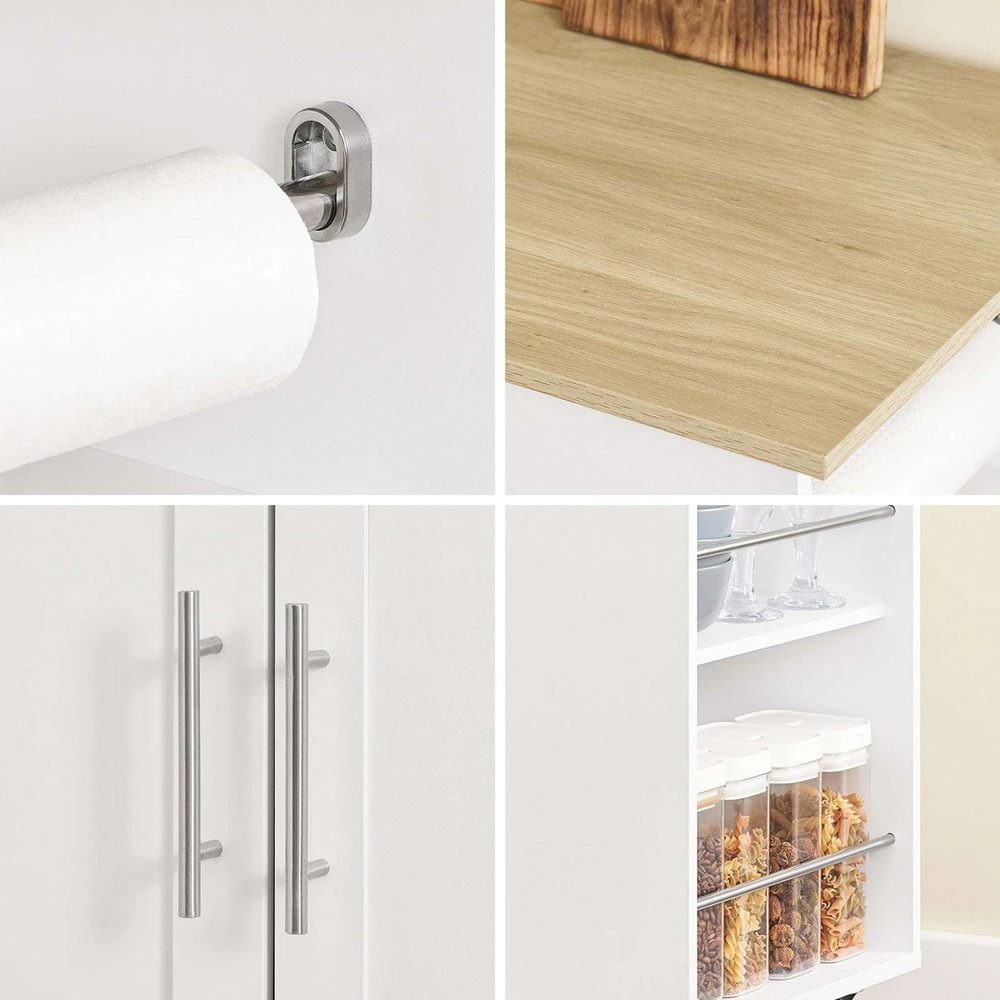 Sobuy Virtuvės sala su ratukais 99x40x85 cm balta, su laikymo vieta