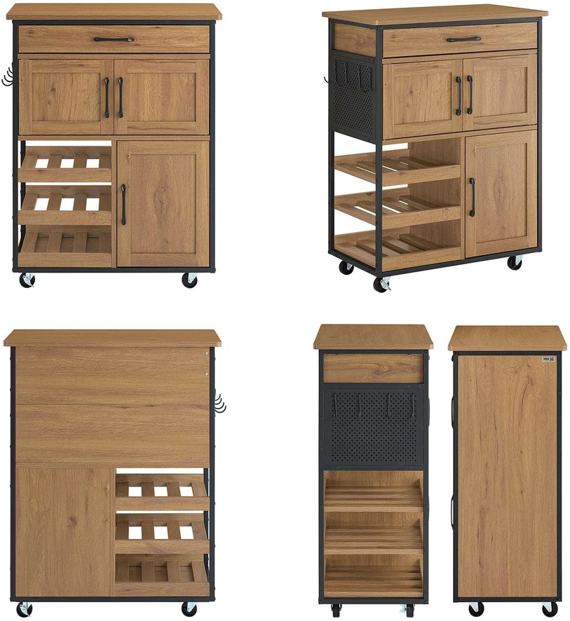 Sobuy Virtuvinis vežimėlis 67x88x37 cm rudas, metalas
