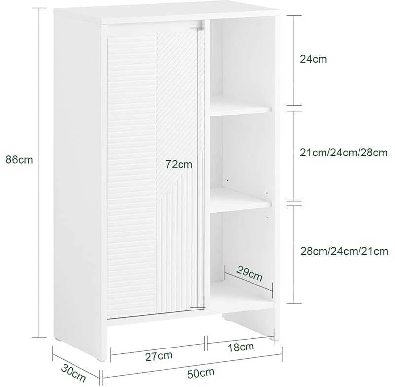 Vonia spinta, SoBuy BZR156-W, 50x30x86 cm