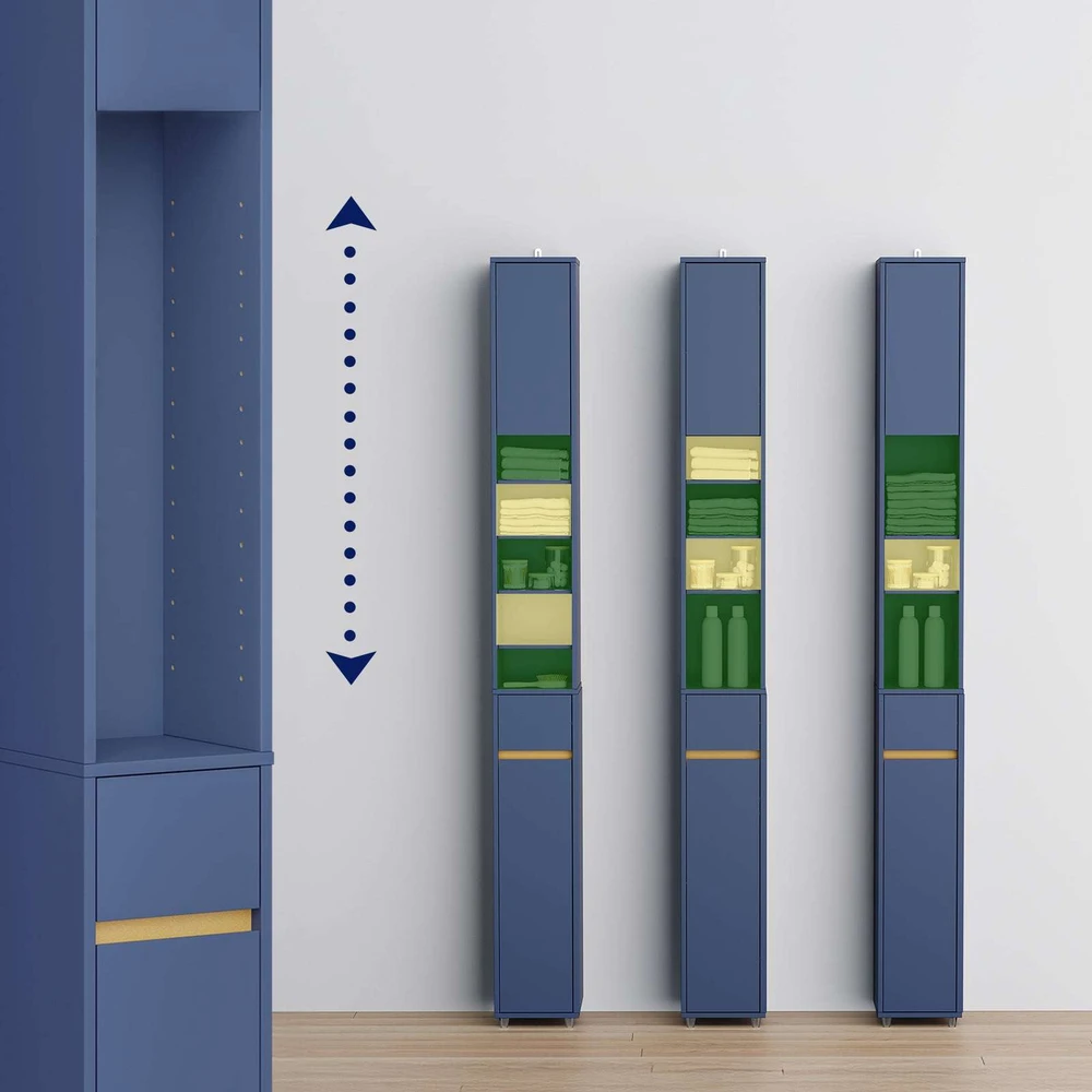 Sobuy Vonios spintelė, 20x20x180 cm, mėlyna, MDF