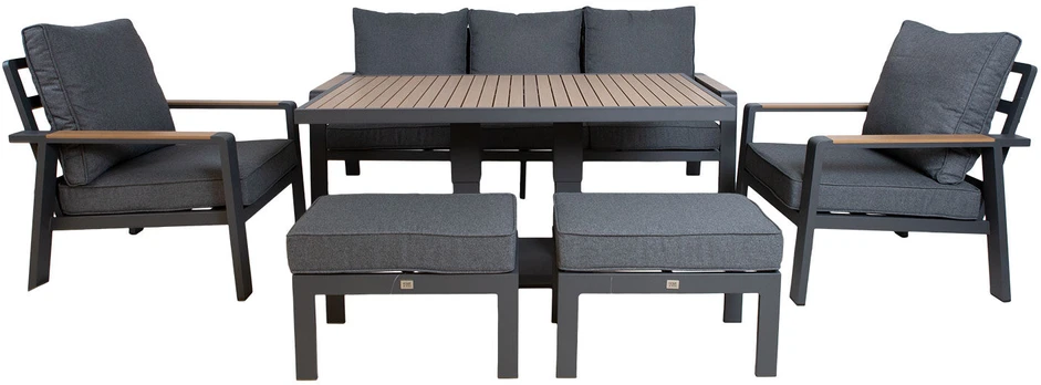 Lauko baldų komplektas Sodo baldų komplektas PARKER 6-parts, pilkas