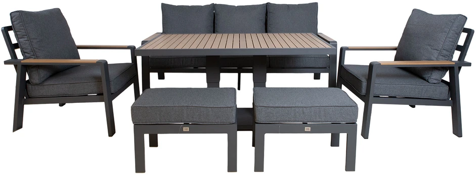 Lauko baldų komplektas Sodo baldų komplektas PARKER 6-parts, pilkas