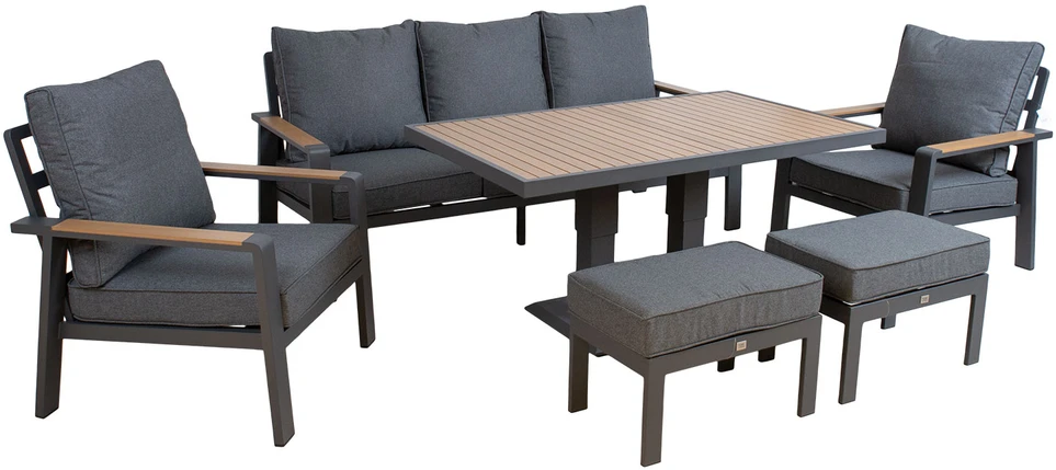 Lauko baldų komplektas Sodo baldų komplektas PARKER 6-parts, pilkas