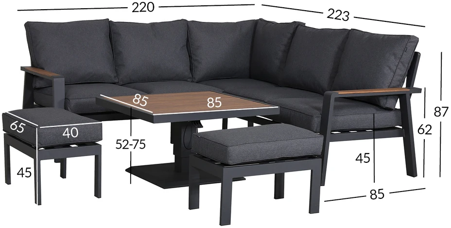 Lauko baldų komplektas Sodo baldų komplektas PARKER 4-parts, pilkas