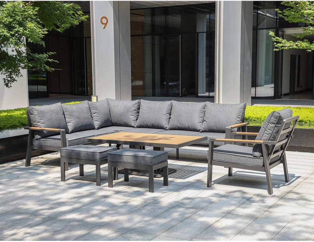 Lauko baldų komplektas Sodo baldų komplektas PARKER 5-parts, pilkas