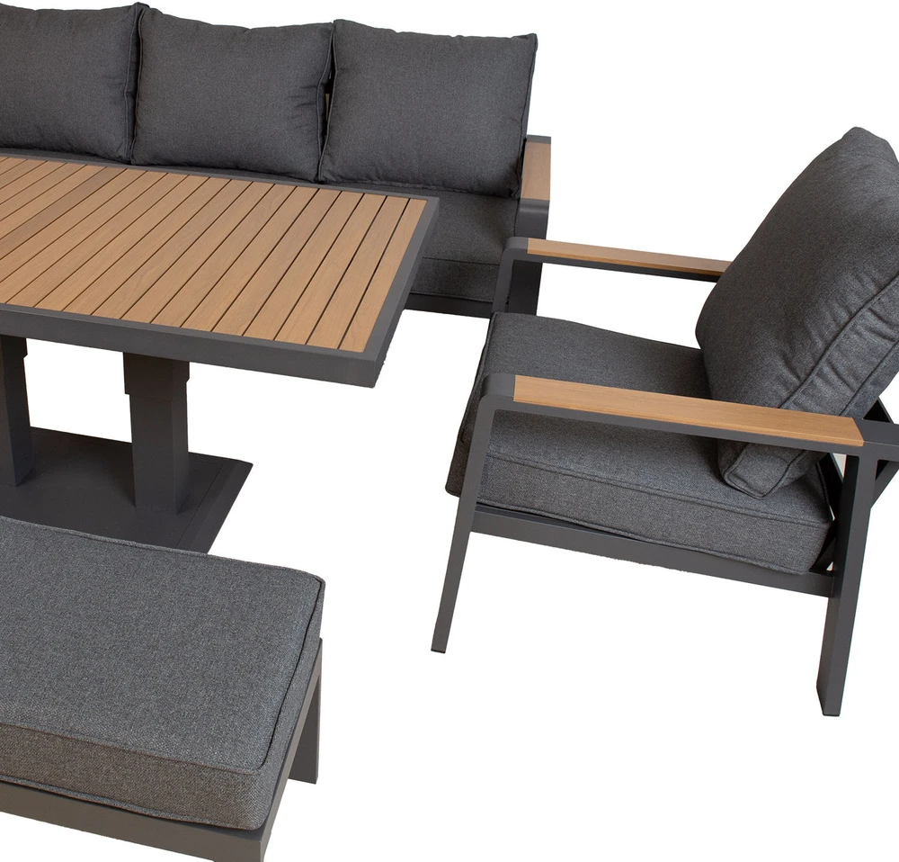 Lauko baldų komplektas Sodo baldų komplektas PARKER 5-parts, pilkas