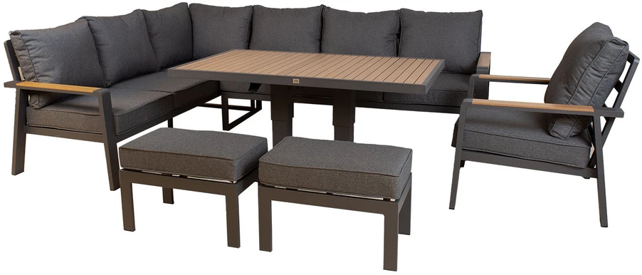 Lauko baldų komplektas Sodo baldų komplektas PARKER 5-parts, pilkas