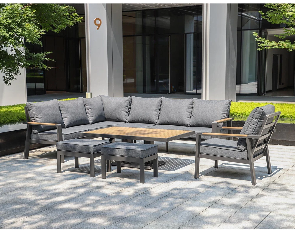 Lauko baldų komplektas Sodo baldų komplektas PARKER 5-parts, pilkas