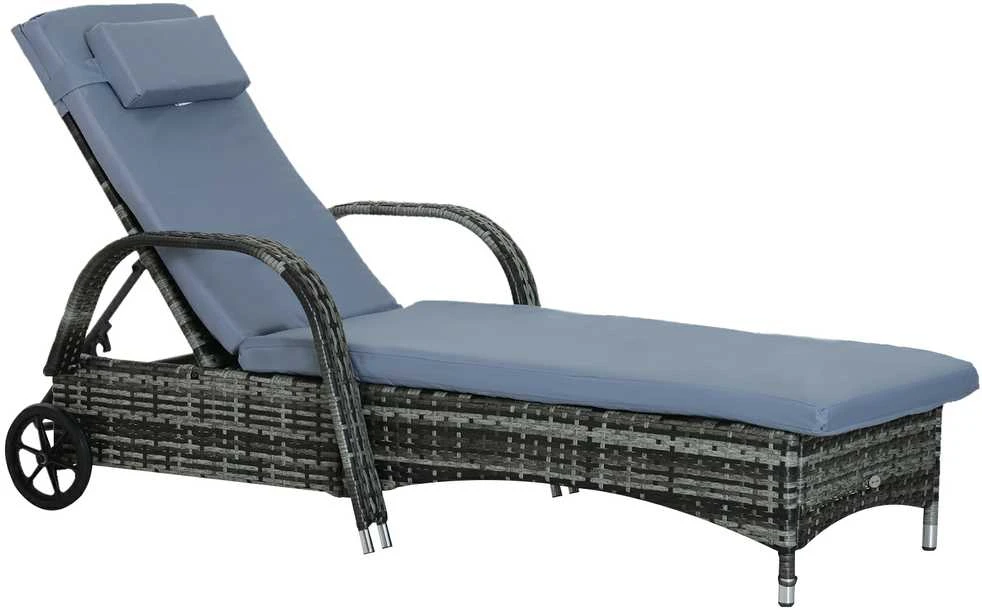 Outsunny sodo gultas, poliratanas ir metalas, pilkas, 200x73x30-103 cm