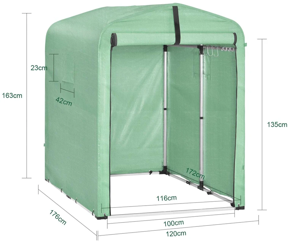 Sodo namelis, SoBuy KLS11-GR, 120x176x163 cm, Žalias
