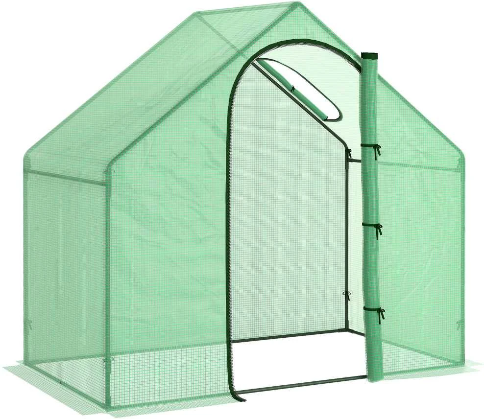 Outsunny plėvelinis šiltnamis pomidorams, šiltnamis, ankstyvųjų daržovių lysvė su langu ir durimis, žalias, plienas, PVC plastikas, 180 x 100 x 168 cm