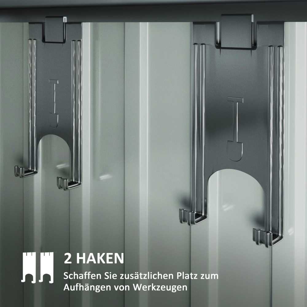 Outsunny metalinis sodo namelis 1,9m² 195x122x182cm, įrankių pašiūrė su pamatu, šlaitinis stogas, langai, stumdomos durys, tamsiai pilkas