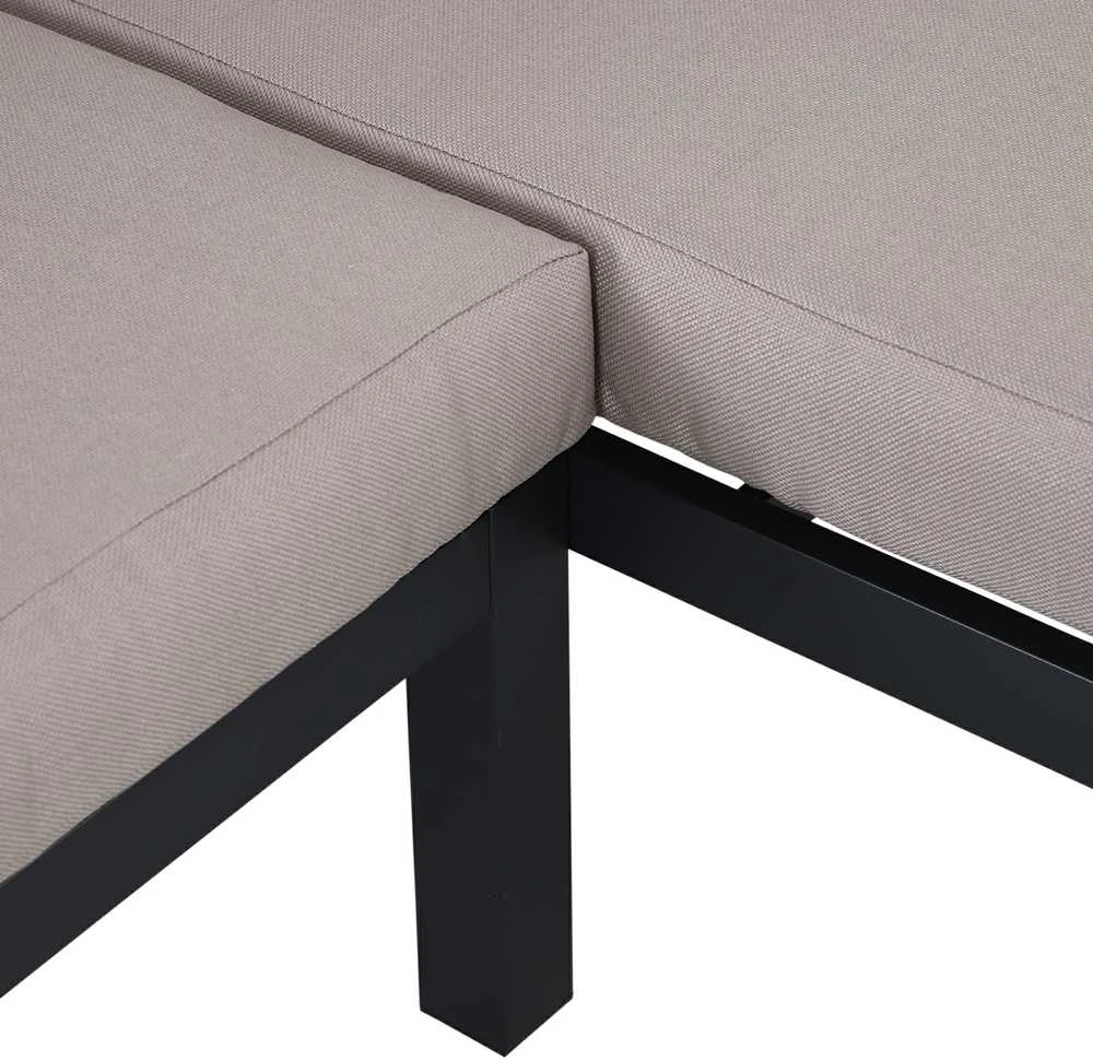 Lauko baldų komplektas Outsunny 3 dalių sodo baldų komplektas su šoniniu staliuku, sofa su pagalvėlėmis, lauko, aliuminis, 164 x 74 x 69 cm