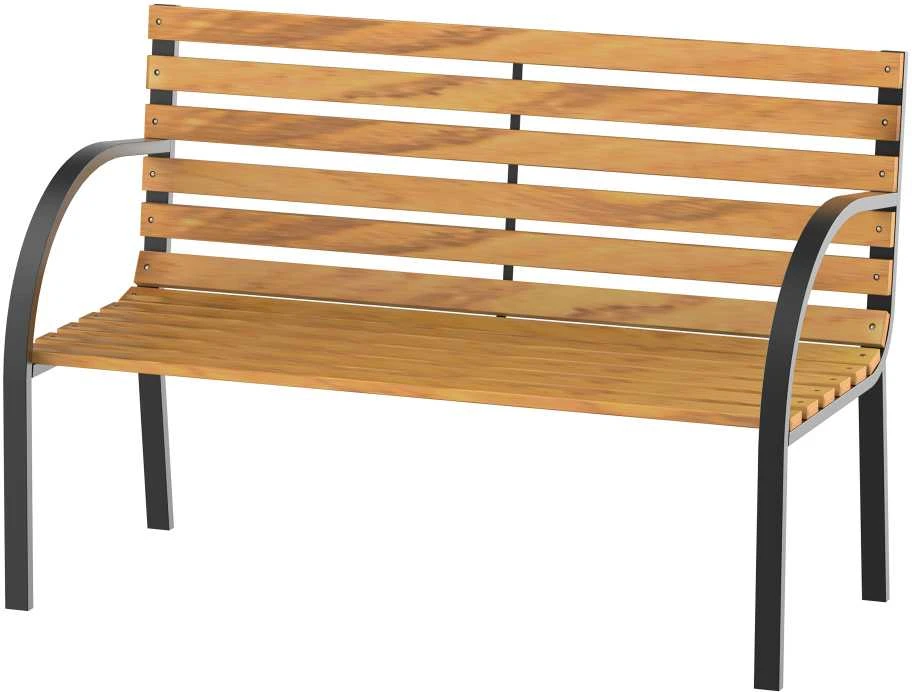 Outsunny sodo suoliukas parko suoliukas 2 vietų plienas+pušies mediena natūralus P122 x G60 x A83 cm