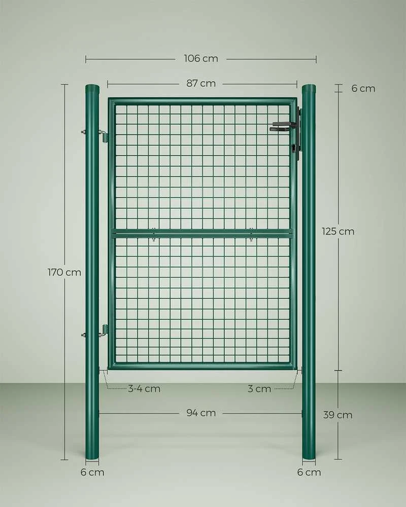 Songmics Cinkuoti plieniniai sodo vartai žali