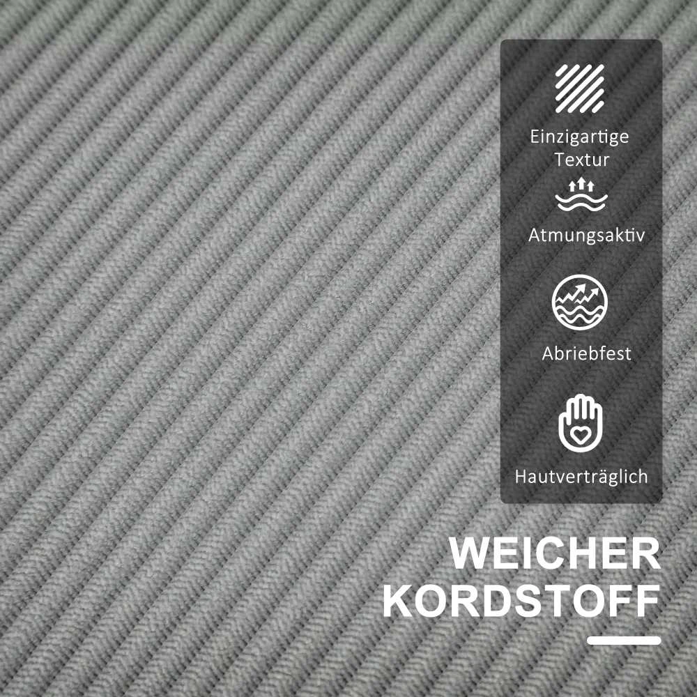 HOMCOM dvivietė sofa, maža sofa su porankiais, daiktadėžė, moderni gobeleninė sofa su velveto išvaizda, medinės kojelės, pagalvėlės, poilsio sofa svetainei, miegamajam, 117 x 63 x 79 cm, šviesiai pilka