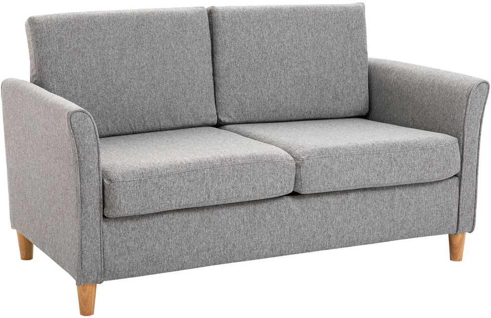 Homcom Dvivietė sofa su pagalvėlėmis, lininė, šviesiai pilka, 141x65x78cm