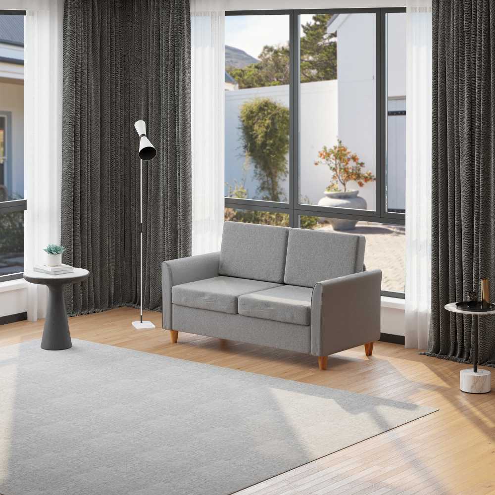 Homcom Dvivietė sofa su pagalvėlėmis, lininė, šviesiai pilka, 141x65x78cm