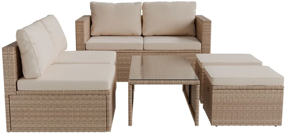 Sofa Juskys Lauko baldų komplektas Salou kreminės/smėlio spalvos