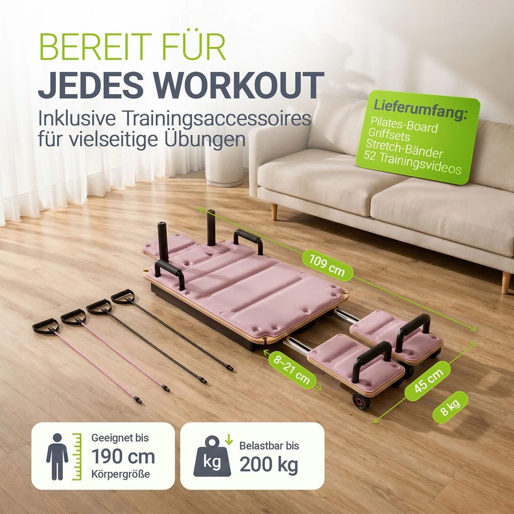 Sofa Juskys Pilates reformatorius Movea, rožinis