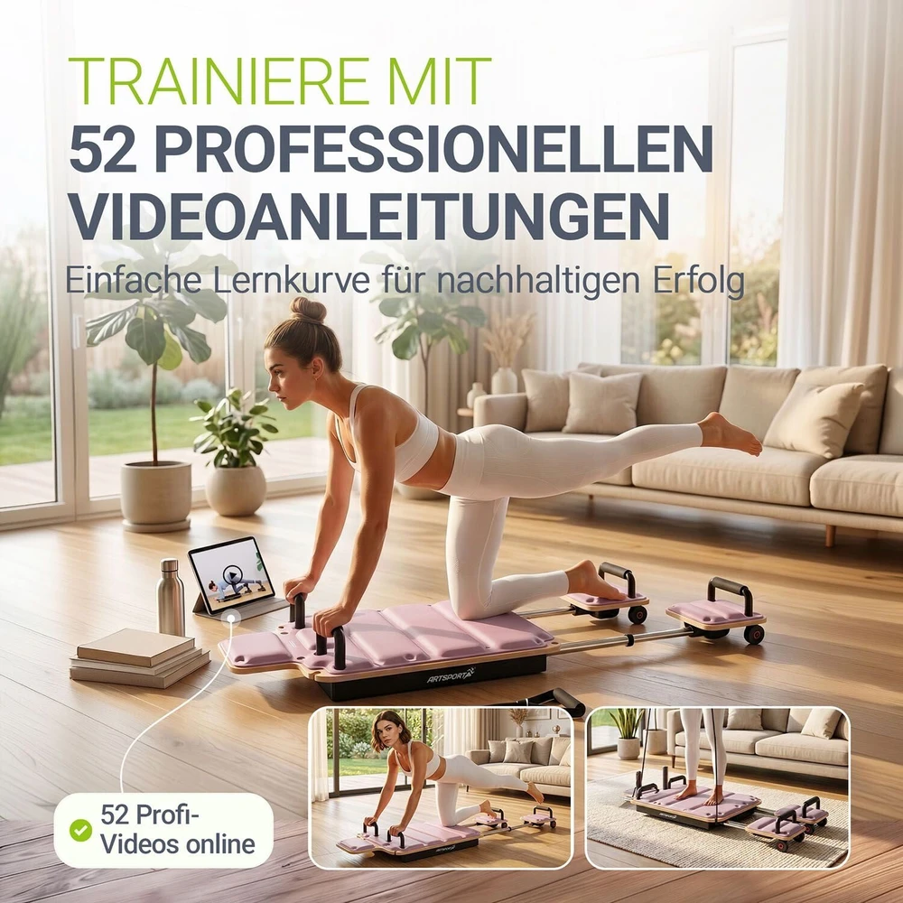 Sofa Juskys Pilates reformatorius Movea, rožinis