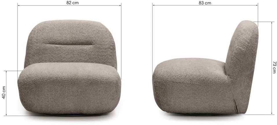 Fotelis Novanook Lounge kėdė, BOCHIC, 82x83x73 cm, Šviesiai pilka