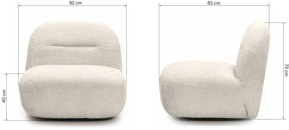 Lounge kėdė, BOCHIC, 82x83x73 cm, Kreminė