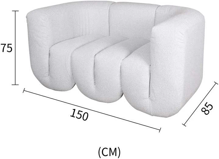 Dvivietė sofa, Nua, šviesiai pilka–balta