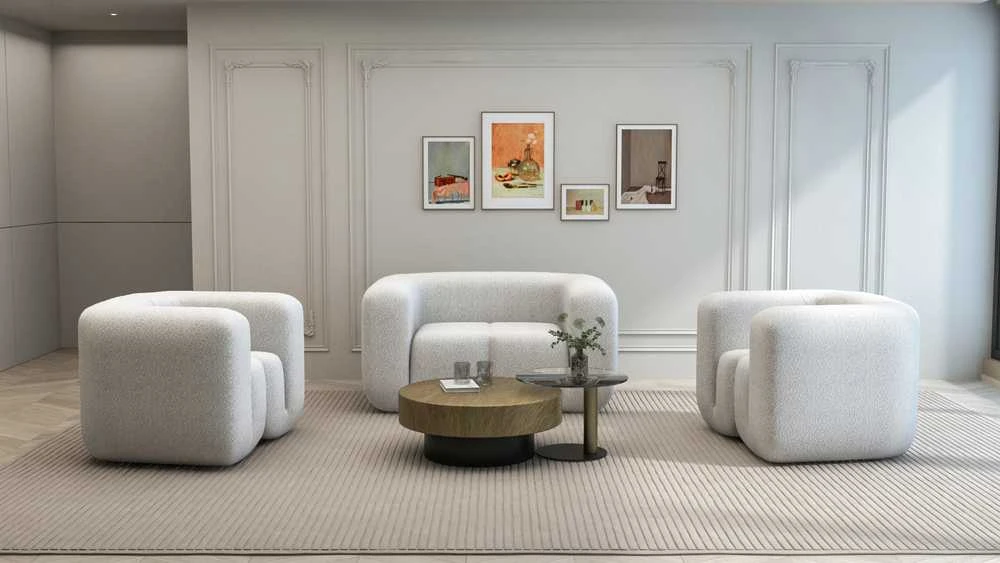 Dvivietė sofa, Nua, šviesiai pilka–balta